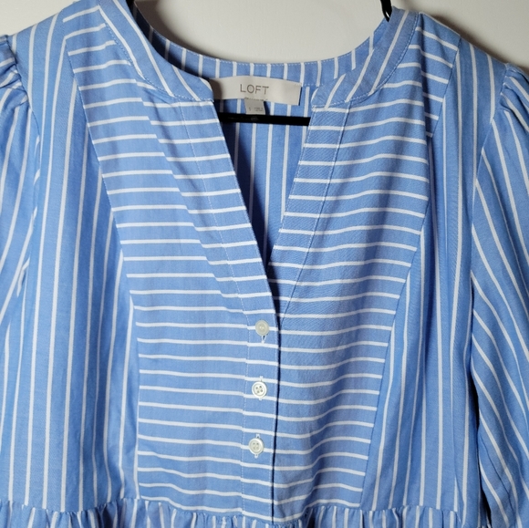 LOFT Blue Pinstripe Cotton Dress | LOFT Dress | Spring Dress | Size Small - Picture 4 of 9